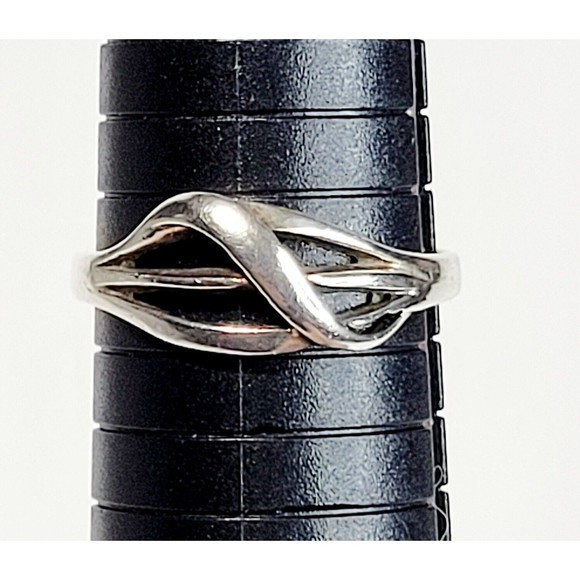 925K Sterling Silver Modernist Asymmetrical Weave Ring Sz 11.75 VGC - Picture 9 of 13